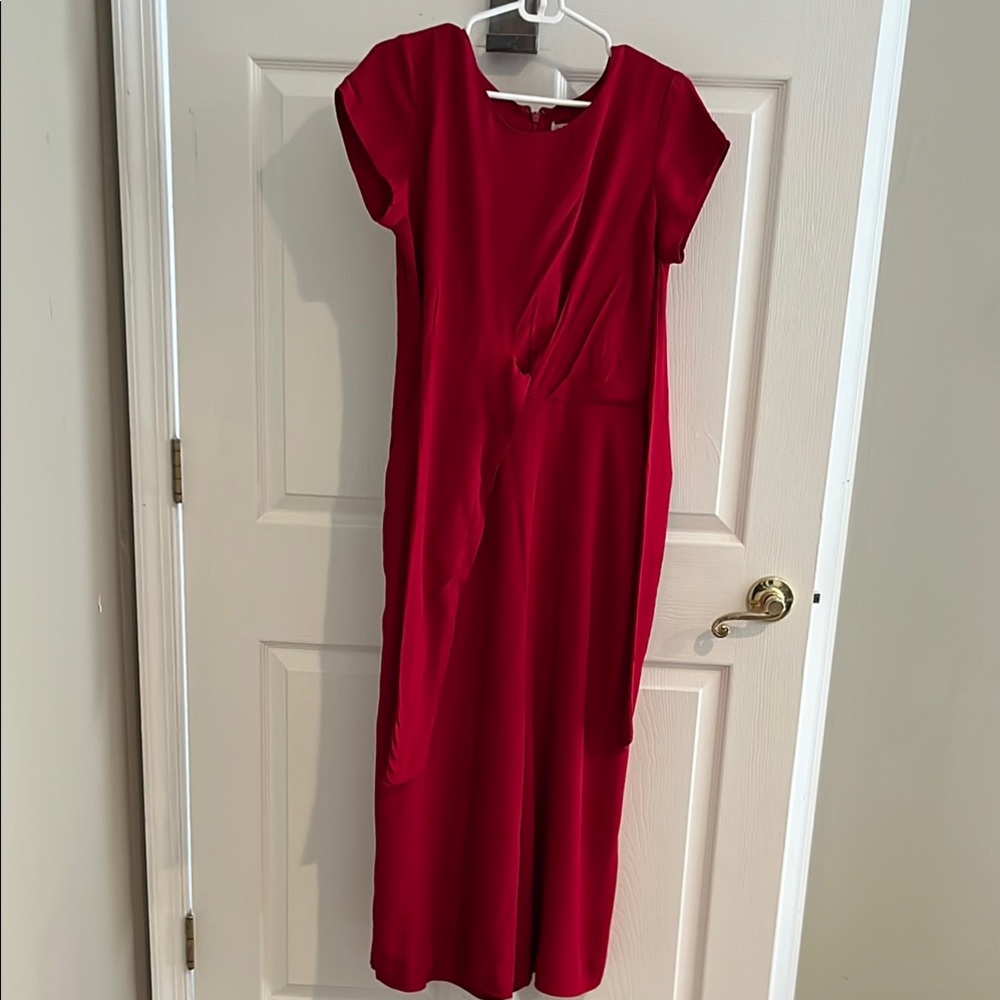 Chic Red Midi Jump Suit with Timeless Elegance